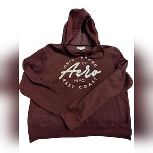 EUC Aeropostale Burgundy Cropped Hoodie Sweater White NYC
